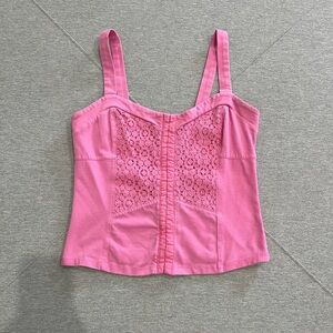 Black Poppy Pink Corset Style Top